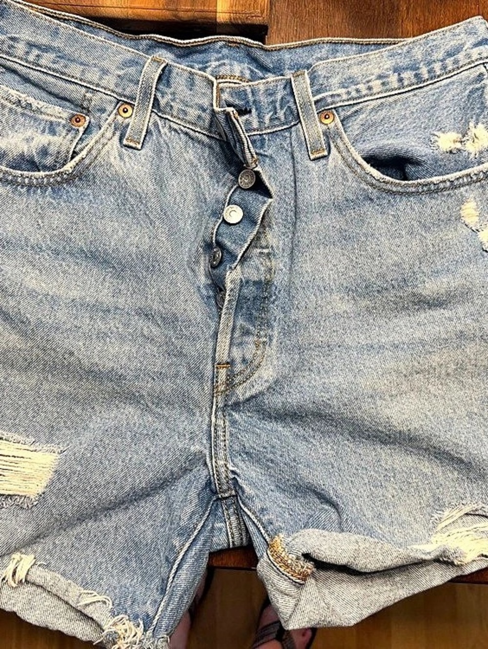 Levi's 501 Distressed Denim Jean Shorts Waist 33